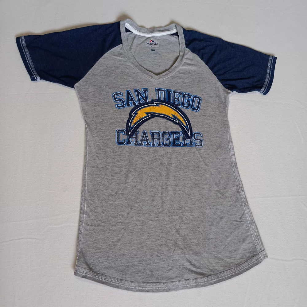 Majestic Gray and Blue San Diego Chargers Women's Tee Sz M